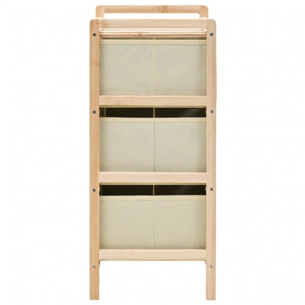 Storage Racks With 3 Fabric Baskets 2 Pcs Beige Cedar Wood Image 6