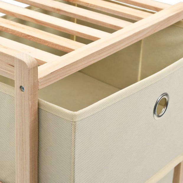Storage Racks With 5 Fabric Baskets 2 Pcs Beige Cedar Wood Image 2