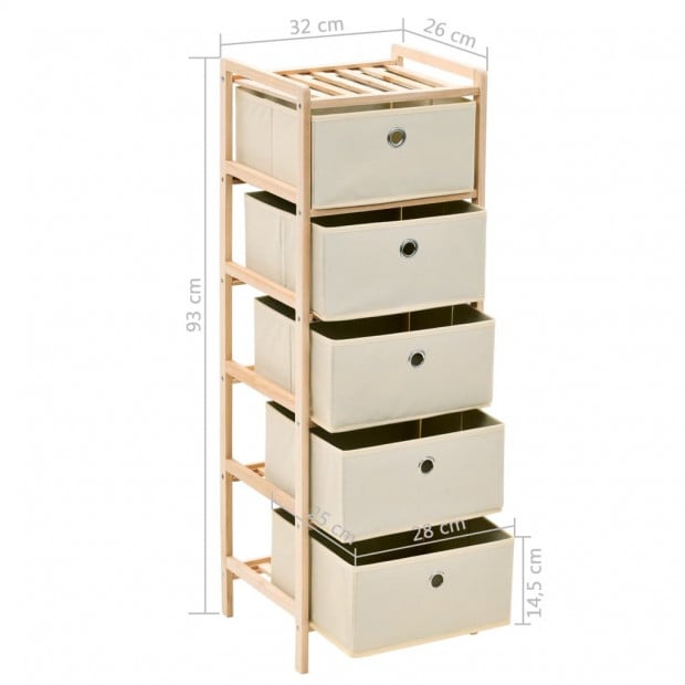 Storage Racks With 5 Fabric Baskets 2 Pcs Beige Cedar Wood Image 7
