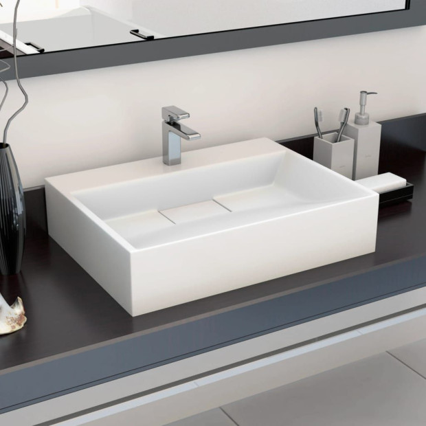 Wash Basin 50x38x13 Cm Mineral Cast/marble Cast White