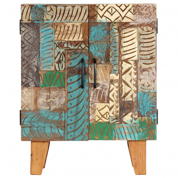 Hand Carved Sideboard 60x30x75 Cm Solid Reclaimed Wood Image 3