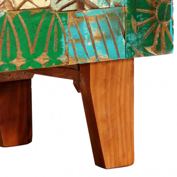 Hand Carved Sideboard 60x30x75 Cm Solid Reclaimed Wood Image 7