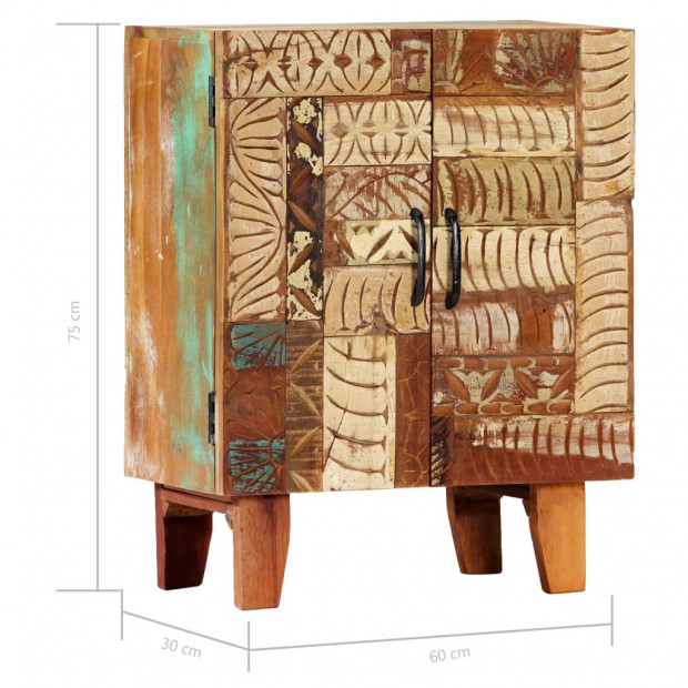 Hand Carved Sideboard 60x30x75 Cm Solid Reclaimed Wood Image 8