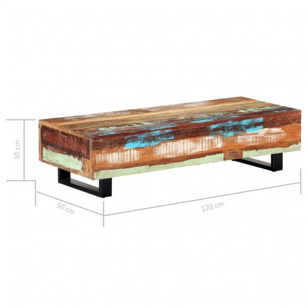 Coffee Table 120x50x30 Cm Solid Reclaimed Wood And Steel Image 6