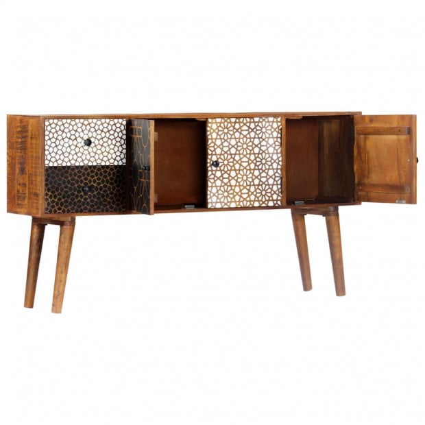 Sideboard With Printed Pattern 130x30x70 Cm Solid Mango Wood Image 3