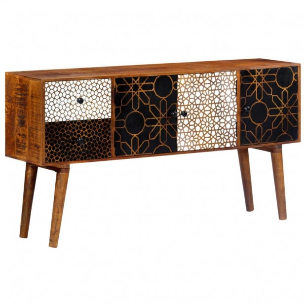 Sideboard With Printed Pattern 130x30x70 Cm Solid Mango Wood Image 6