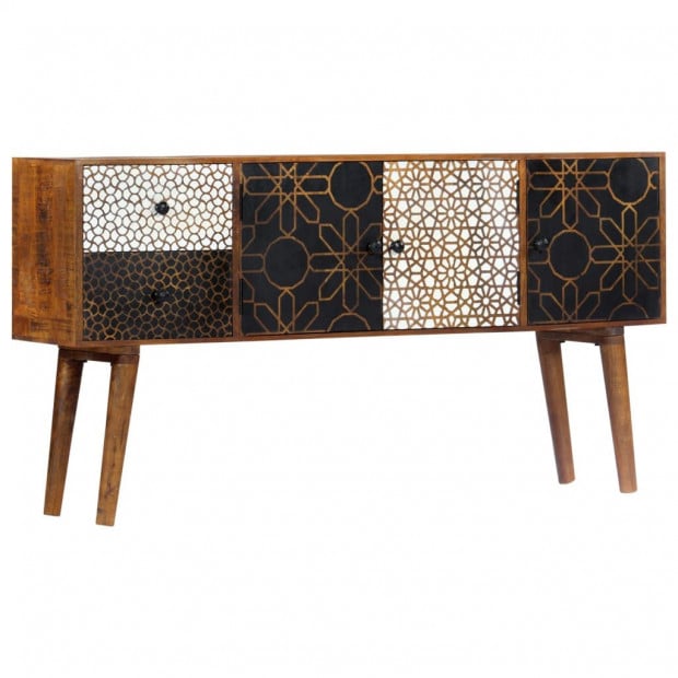Sideboard With Printed Pattern 130x30x70 Cm Solid Mango Wood Image 9