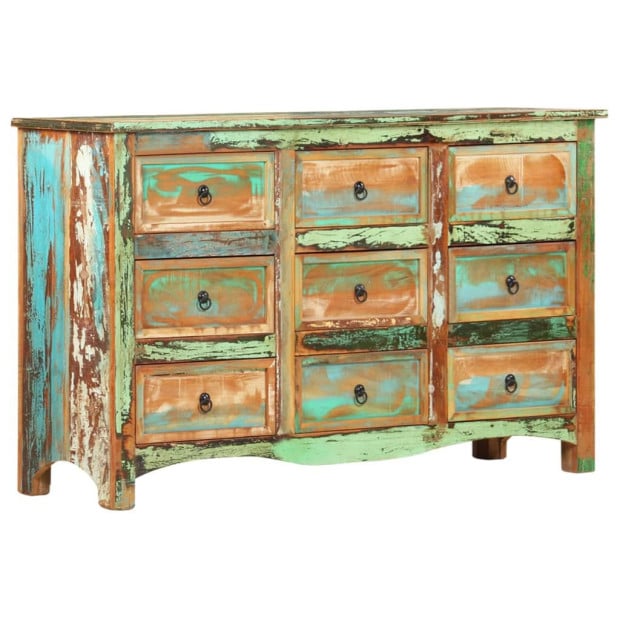 Chest Of Drawers 130x40x80 Cm Solid Reclaimed Wood Image 11