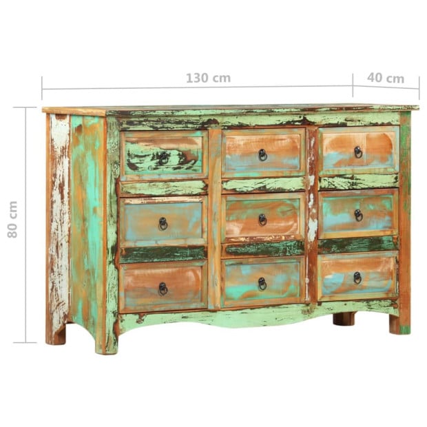 Chest Of Drawers 130x40x80 Cm Solid Reclaimed Wood Image 7
