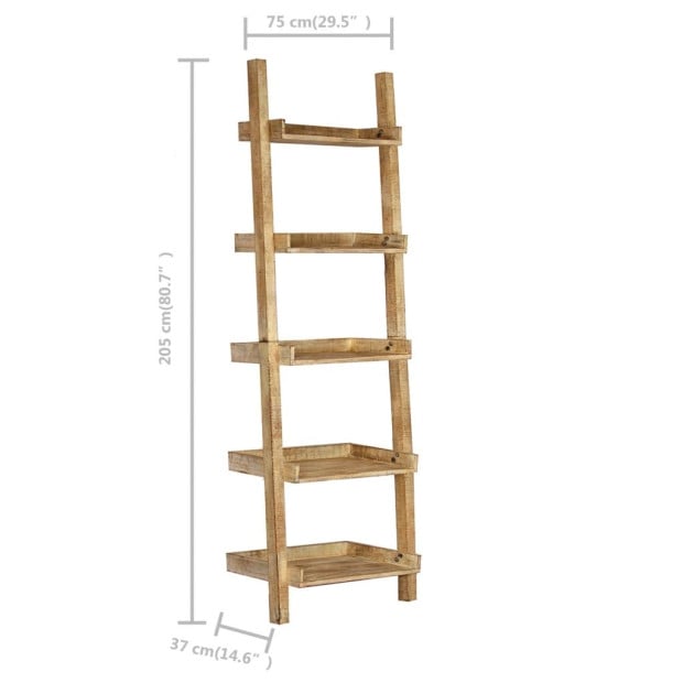 Ladder Shelf Brown 75x37x205 Cm Solid Mango Wood Image 5