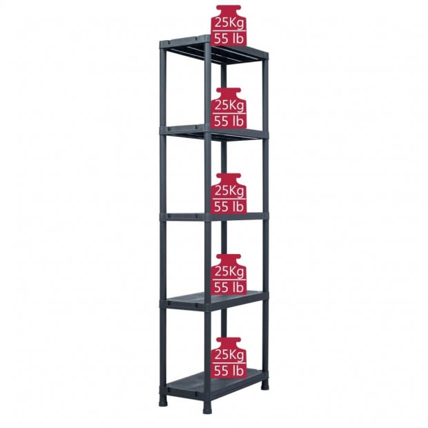 Storage Shelf Racks 2 Pcs Black 125 Kg 60x30x180 Cm Plastic Image 8