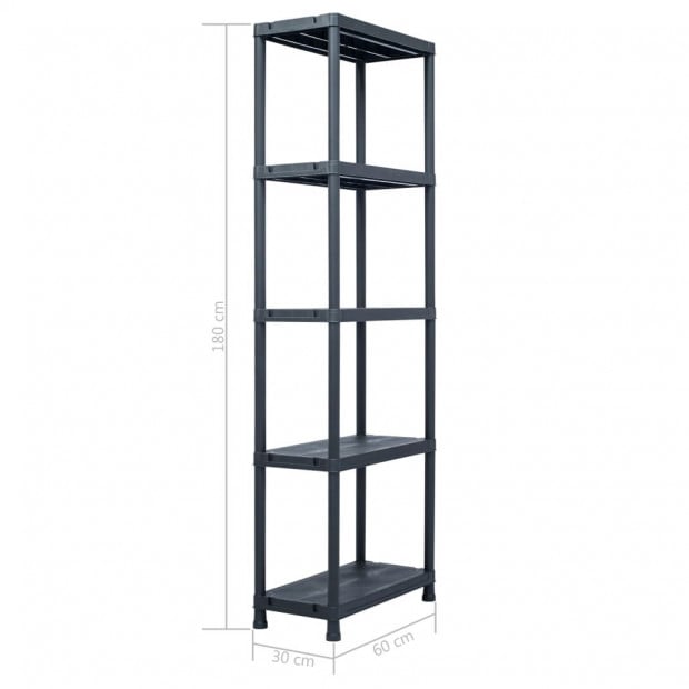 Storage Shelf Racks 2 Pcs Black 125 Kg 60x30x180 Cm Plastic Image 9