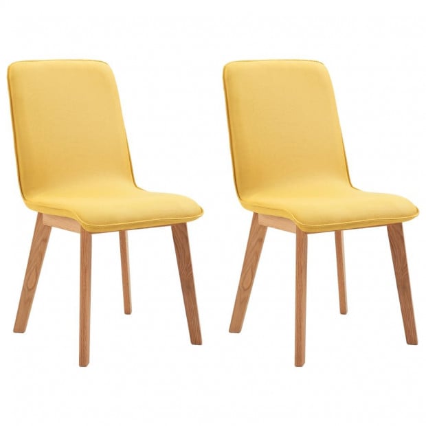 Dining Chairs 2 Pcs Solid Wood Yellow Fabric