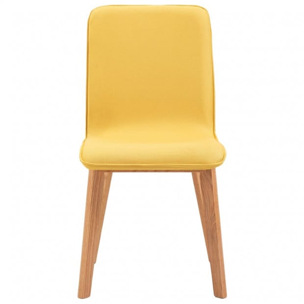Dining Chairs 2 Pcs Solid Wood Yellow Fabric Image 5