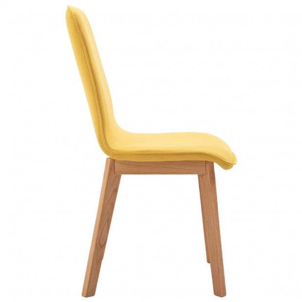 Dining Chairs 2 Pcs Solid Wood Yellow Fabric Image 6
