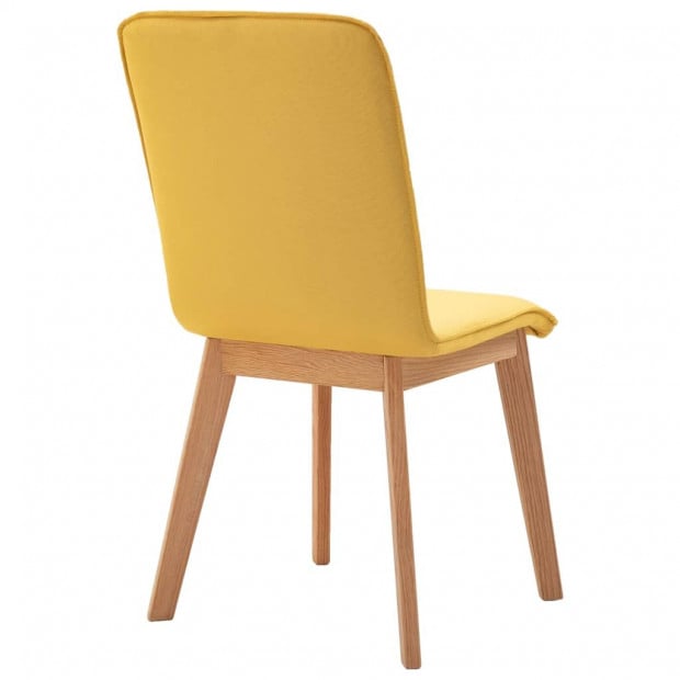 Dining Chairs 2 Pcs Solid Wood Yellow Fabric Image 7