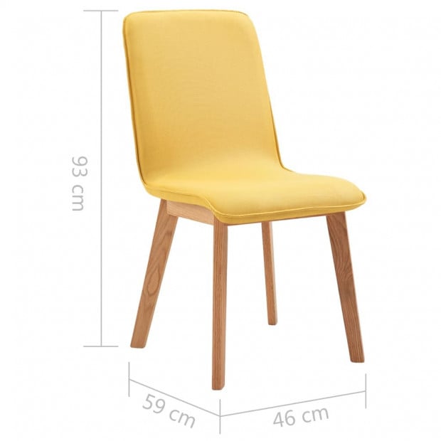 Dining Chairs 2 Pcs Solid Wood Yellow Fabric Image 9