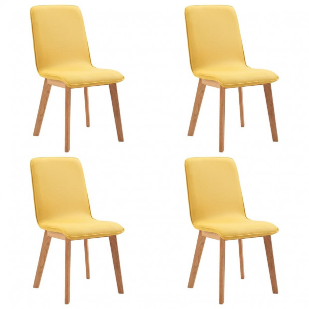 Dining Chairs 4 Pcs Yellow Fabric Solid Wood