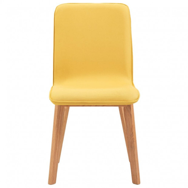 Dining Chairs 4 Pcs Yellow Fabric Solid Wood Image 5