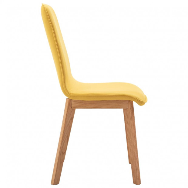 Dining Chairs 4 Pcs Yellow Fabric Solid Wood Image 6