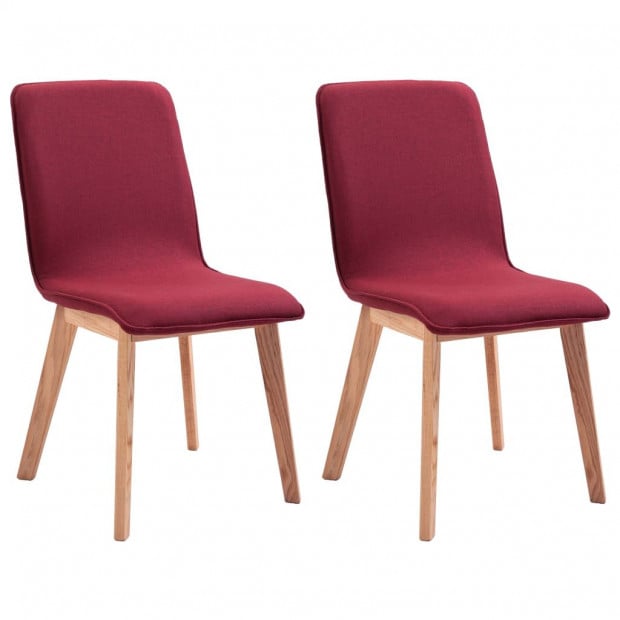 Dining Chairs 2 Pcs Solid Wood Red Fabric