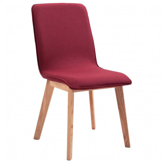 Dining Chairs 2 Pcs Solid Wood Red Fabric Image 4