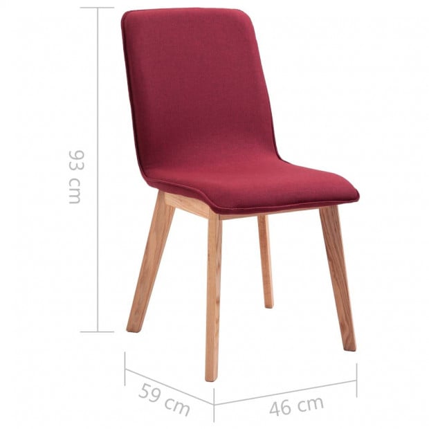 Dining Chairs 2 Pcs Solid Wood Red Fabric Image 9