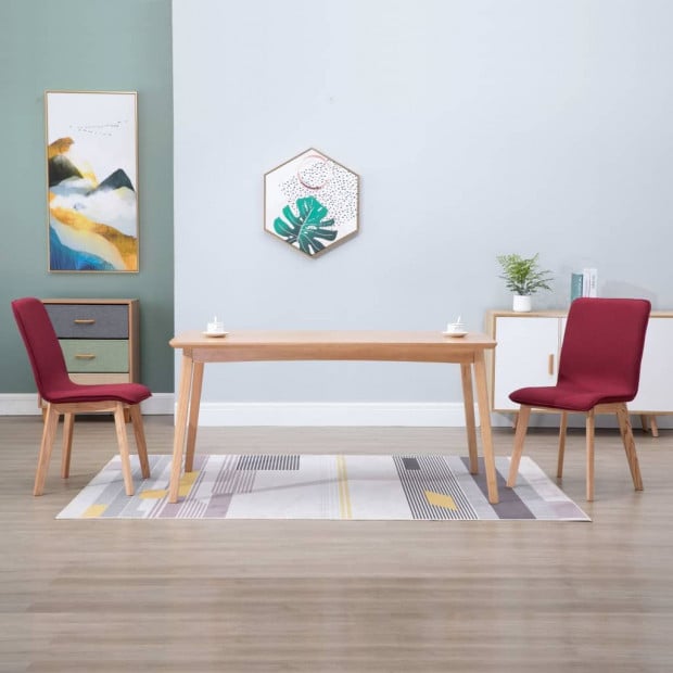 Dining Chairs 2 Pcs Solid Wood Red Fabric Image 2