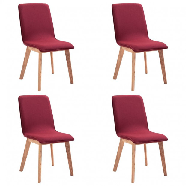 Dining Chairs 4 Pcs Solid Wood Red Fabric