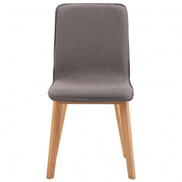 Dining Chairs 2 Pcs  Solid Wood Taupe Fabric Image 5