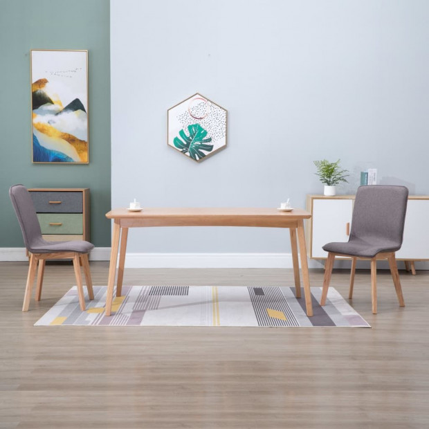 Dining Chairs 2 Pcs  Solid Wood Taupe Fabric Image 2
