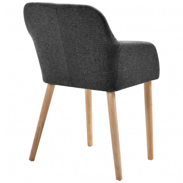 Dining Chairs 2 Pcs Dark Grey Fabric And Solid Oak Wood Image 5