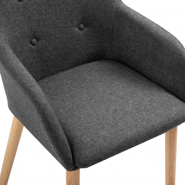 Dining Chairs 2 Pcs Dark Grey Fabric And Solid Oak Wood Image 6