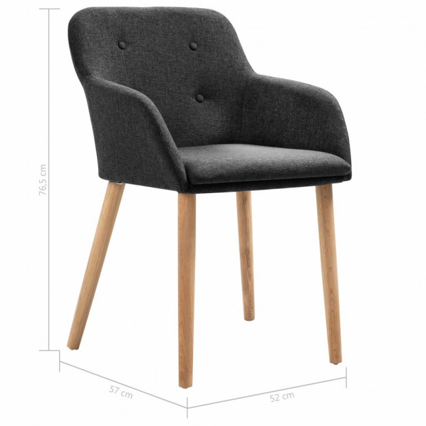 Dining Chairs 2 Pcs Dark Grey Fabric And Solid Oak Wood Image 8