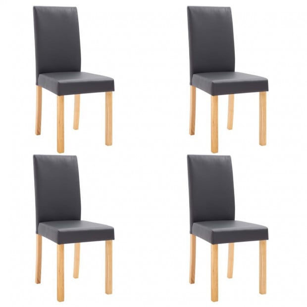 Faux Leather Dining Chairs 4 Pcs Grey
