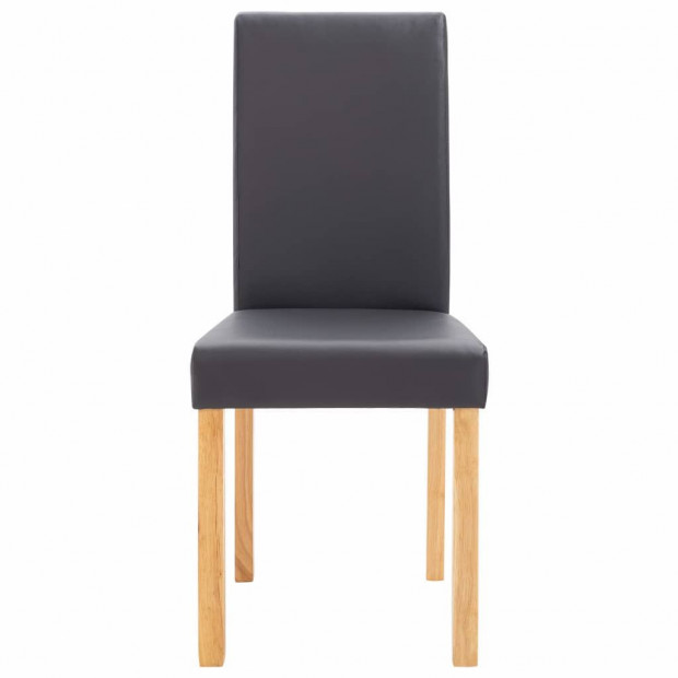 Faux Leather Dining Chairs 4 Pcs Grey Image 4