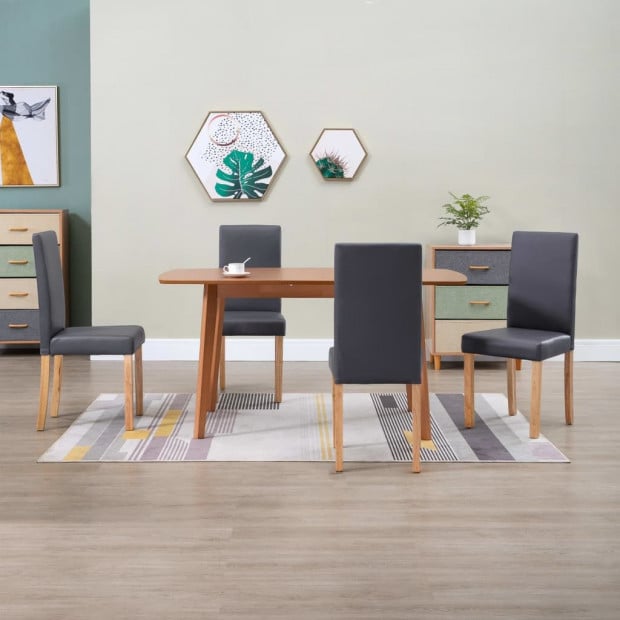 Faux Leather Dining Chairs 4 Pcs Grey Image 2