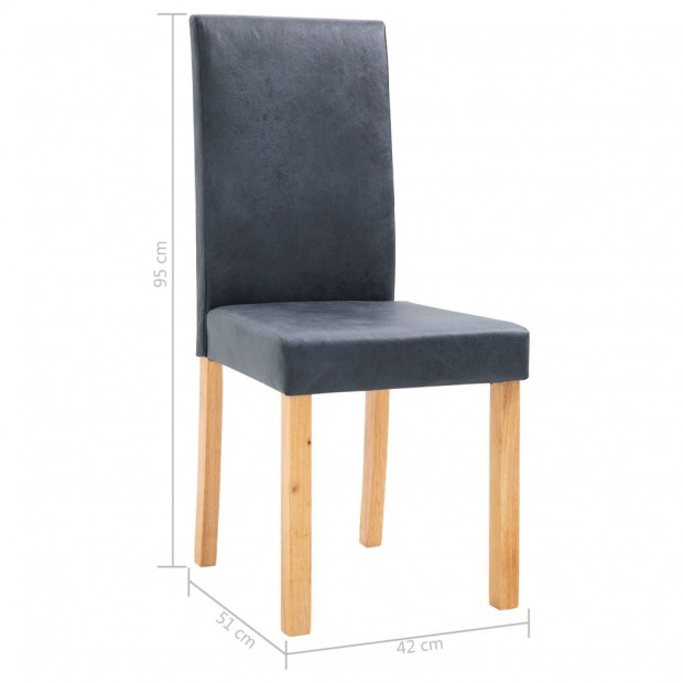 Dining Chairs 2 Pcs Grey Faux Suede Leather Image 9