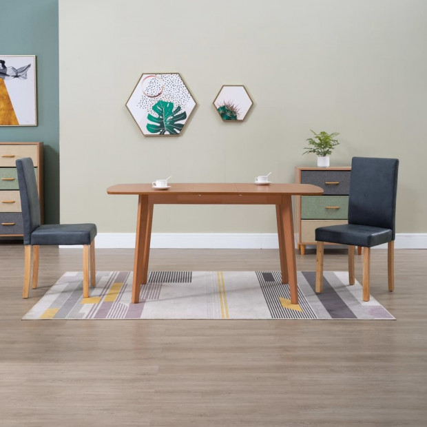Dining Chairs 2 Pcs Grey Faux Suede Leather Image 2