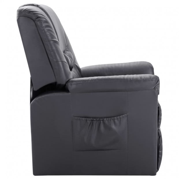 Reclining Chair Grey Faux Leather Image 3