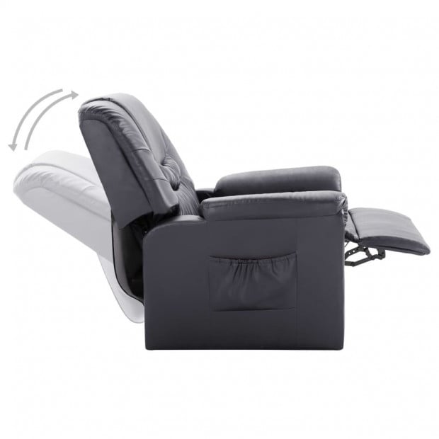 Reclining Chair Grey Faux Leather Image 6