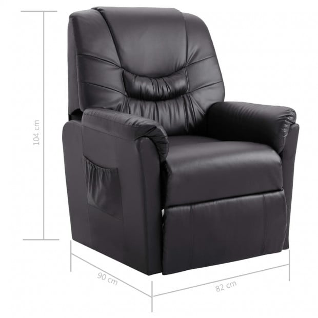 Reclining Chair Grey Faux Leather Image 8