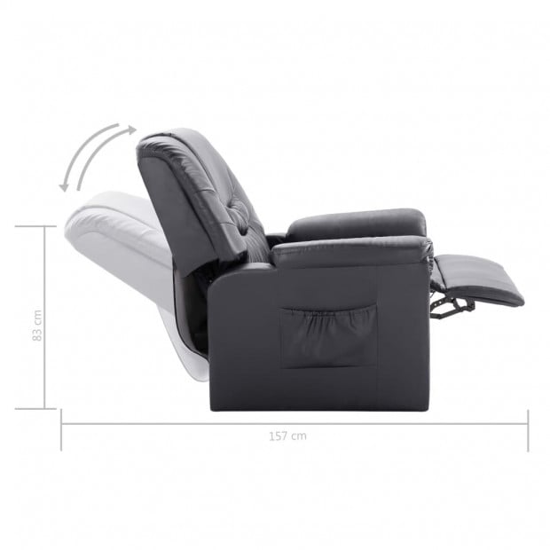 Reclining Chair Grey Faux Leather Image 9