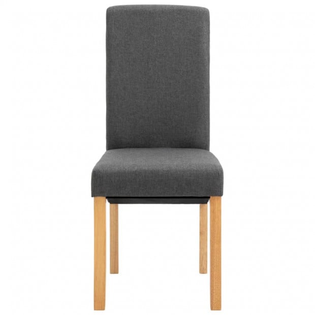 Dining Chairs 4 Pcs Grey Fabric and Wooden Frame Image 4