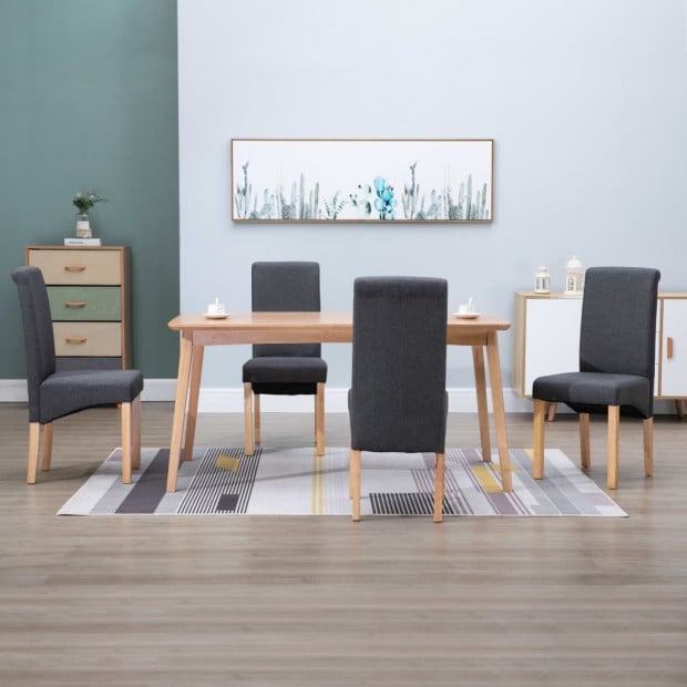 Dining Chairs 4 Pcs Grey Fabric and Wooden Frame Image 2