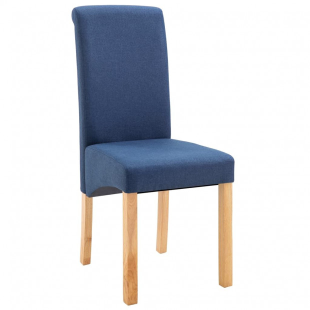 Dining Chairs 2 Pcs Blue Fabric and Wooden Frame Image 3