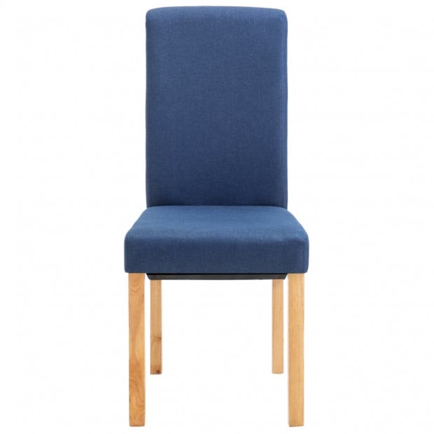 Dining Chairs 2 Pcs Blue Fabric and Wooden Frame Image 4
