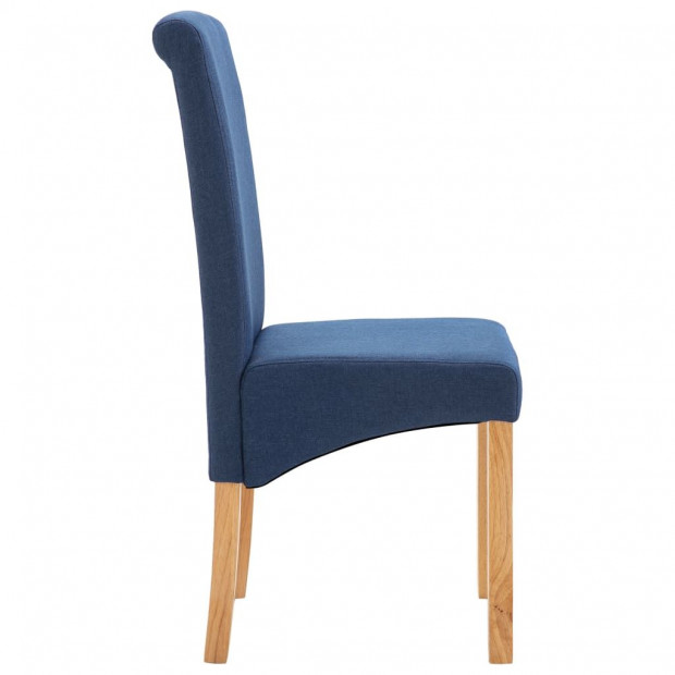 Dining Chairs 2 Pcs Blue Fabric and Wooden Frame Image 5
