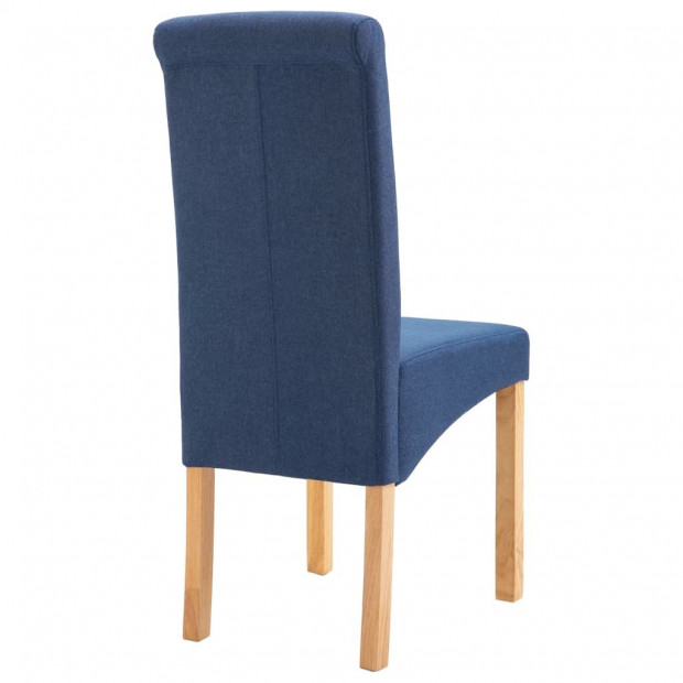 Dining Chairs 2 Pcs Blue Fabric and Wooden Frame Image 6