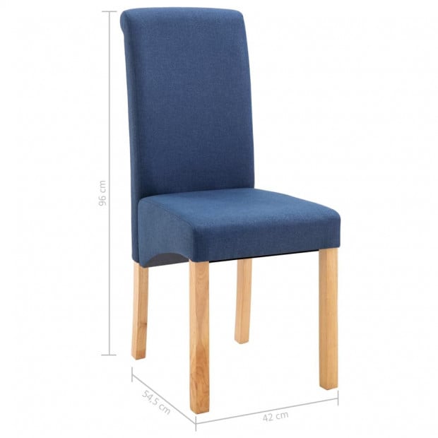 Dining Chairs 2 Pcs Blue Fabric and Wooden Frame Image 9